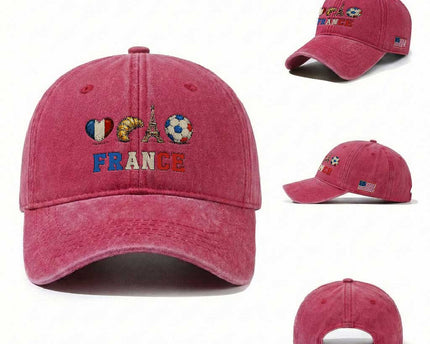 French Football Fan Washed Cotton Baseball Cap France Soccer Game Day Gift