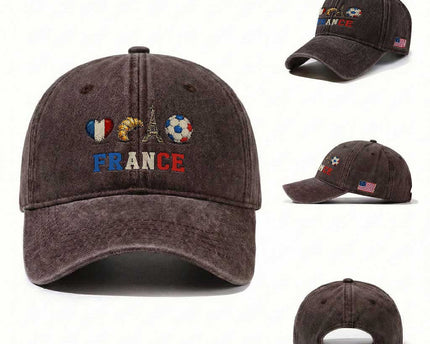 French Football Fan Washed Cotton Baseball Cap France Soccer Game Day Gift