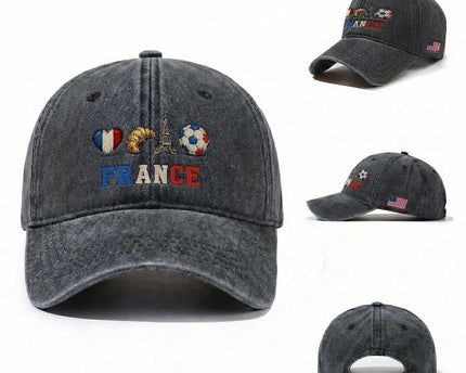 French Football Fan Washed Cotton Baseball Cap France Soccer Game Day Gift