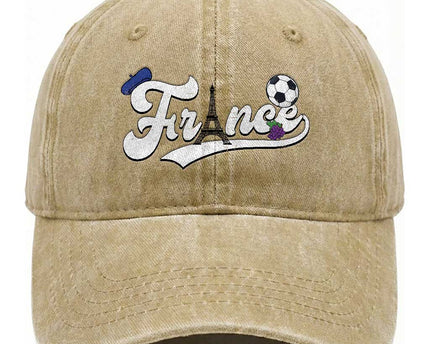 France Soccer Supporter Washed Cotton Baseball Cap Game Day French Football Gift