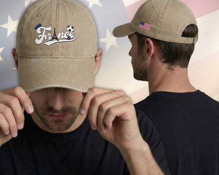 France Soccer Supporter Washed Cotton Baseball Cap Game Day French Football Gift