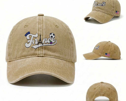 France Soccer Supporter Washed Cotton Baseball Cap Game Day French Football Gift