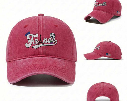 France Soccer Supporter Washed Cotton Baseball Cap Game Day French Football Gift