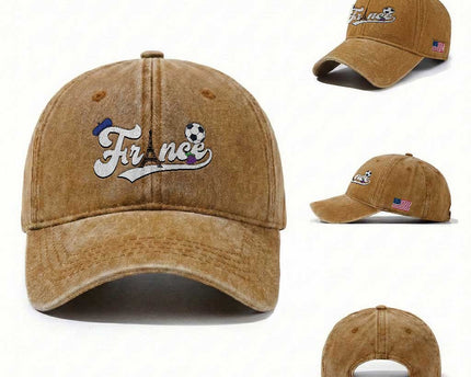France Soccer Supporter Washed Cotton Baseball Cap Game Day French Football Gift