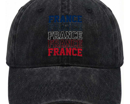 France Pride French Flag Patriotic Supporter Washed Cotton Baseball Cap