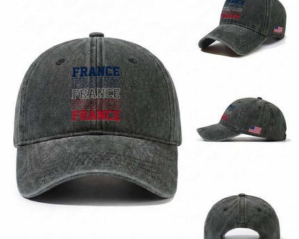 France Pride French Flag Patriotic Supporter Washed Cotton Baseball Cap