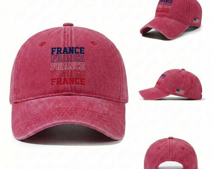 France Pride French Flag Patriotic Supporter Washed Cotton Baseball Cap