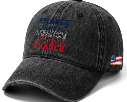 France Pride French Flag Patriotic Supporter Washed Cotton Baseball Cap