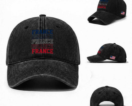 France Pride French Flag Patriotic Supporter Washed Cotton Baseball Cap