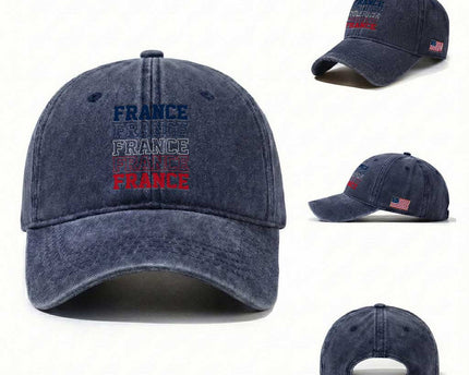 France Pride French Flag Patriotic Supporter Washed Cotton Baseball Cap