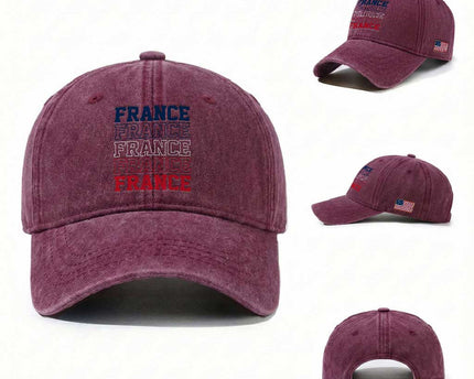 France Pride French Flag Patriotic Supporter Washed Cotton Baseball Cap