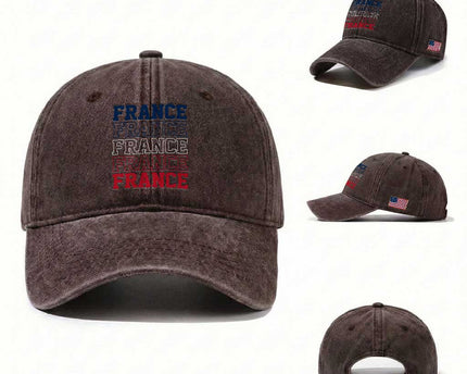 France Pride French Flag Patriotic Supporter Washed Cotton Baseball Cap