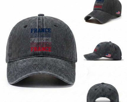 France Pride French Flag Patriotic Supporter Washed Cotton Baseball Cap