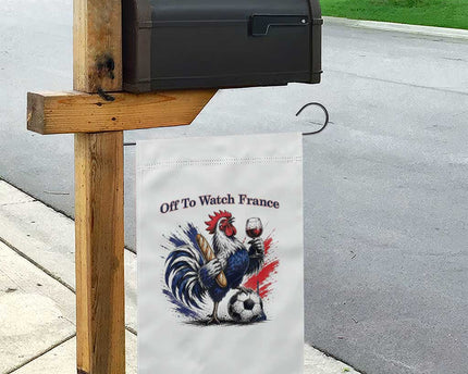 Funny French Rooster Soccer Fan Garden Flag Off To Watch France