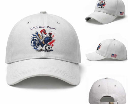 Funny French Rooster Soccer Fan Baseball Cap Off To Watch France