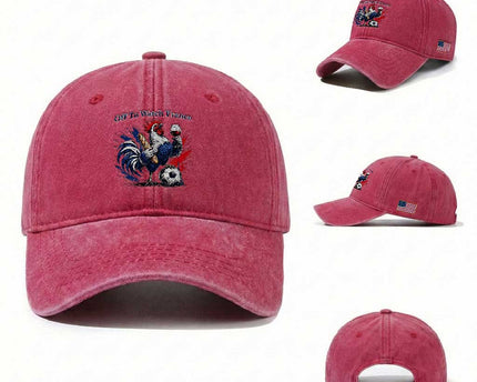 Funny French Rooster Soccer Fan Washed Cotton Baseball Cap Off To Watch France