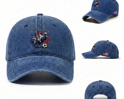 Funny French Rooster Soccer Fan Washed Cotton Baseball Cap Off To Watch France