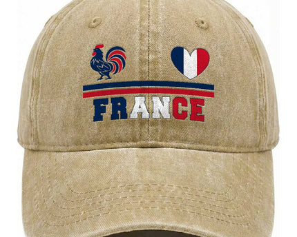 Patriotic France Soccer Fan Washed Cotton Baseball Cap Fierté Football Française