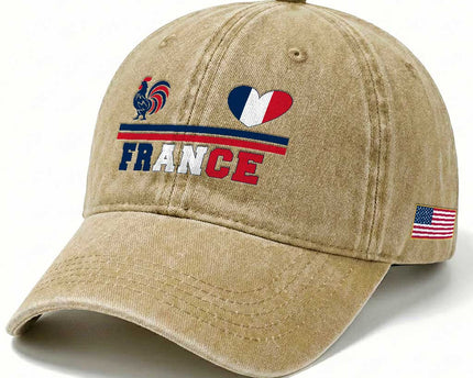 Patriotic France Soccer Fan Washed Cotton Baseball Cap Fierté Football Française