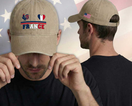 Patriotic France Soccer Fan Washed Cotton Baseball Cap Fierté Football Française