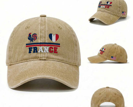 Patriotic France Soccer Fan Washed Cotton Baseball Cap Fierté Football Française
