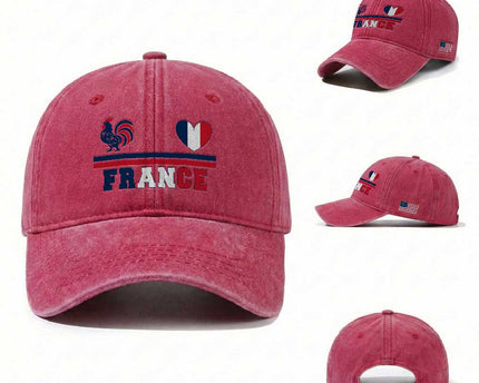 Patriotic France Soccer Fan Washed Cotton Baseball Cap Fierté Football Française