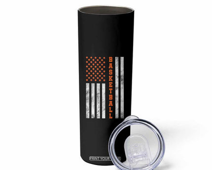 American Flag Basketball Skinny Tumbler USA Sports Fan