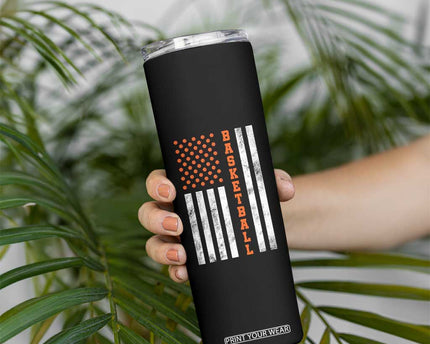 American Flag Basketball Skinny Tumbler USA Sports Fan
