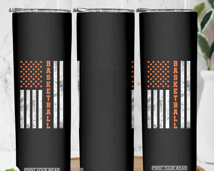 American Flag Basketball Skinny Tumbler USA Sports Fan