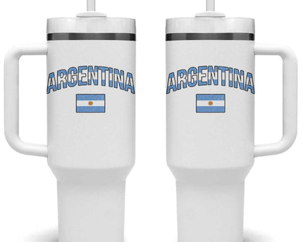 Throwback Argentina Pride Tumbler With Handle Vintage Flag Heritage Gift