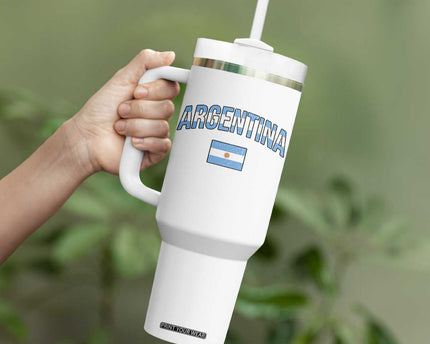 Throwback Argentina Pride Tumbler With Handle Vintage Flag Heritage Gift