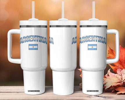Throwback Argentina Pride Tumbler With Handle Vintage Flag Heritage Gift