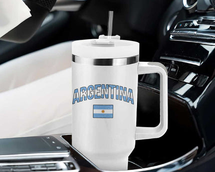 Throwback Argentina Pride Tumbler With Handle Vintage Flag Heritage Gift