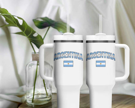 Throwback Argentina Pride Tumbler With Handle Vintage Flag Heritage Gift