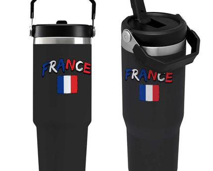Vintage France Flag French Heritage Graphic Flip Straw Tumbler