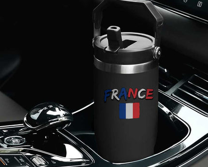 Vintage France Flag French Heritage Graphic Flip Straw Tumbler