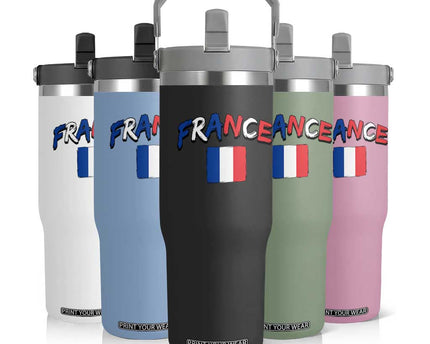 Vintage France Flag French Heritage Graphic Flip Straw Tumbler