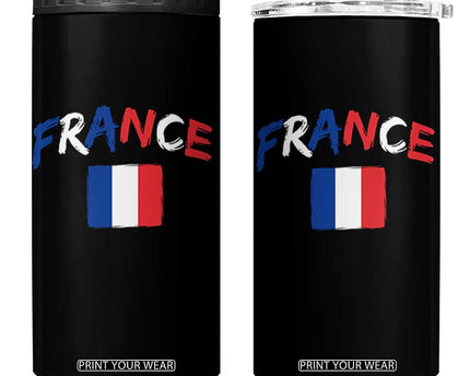 Vintage France Flag French Heritage Graphic 4 in 1 Can Cooler Tumbler