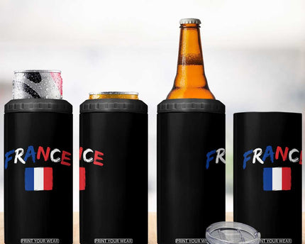Vintage France Flag French Heritage Graphic 4 in 1 Can Cooler Tumbler