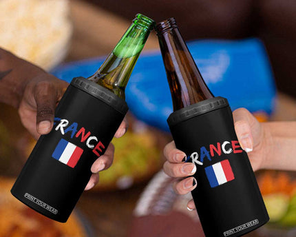 Vintage France Flag French Heritage Graphic 4 in 1 Can Cooler Tumbler