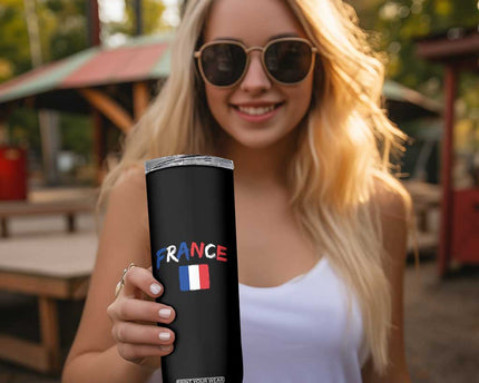 Vintage France Flag French Heritage Graphic Skinny Tumbler