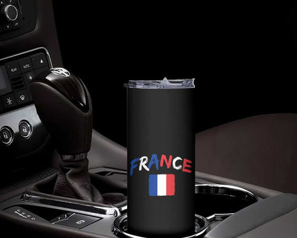 Vintage France Flag French Heritage Graphic Skinny Tumbler