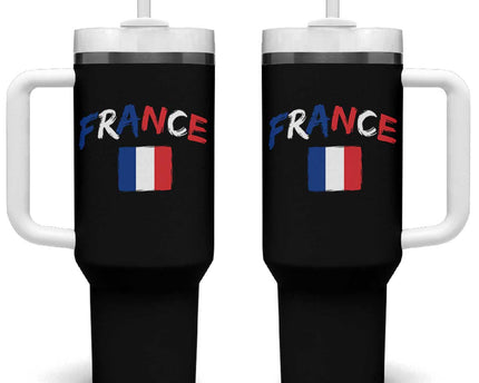 Vintage France Flag French Heritage Graphic Tumbler With Handle