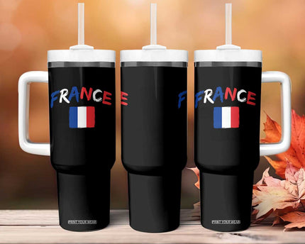 Vintage France Flag French Heritage Graphic Tumbler With Handle