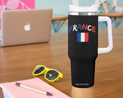 Vintage France Flag French Heritage Graphic Tumbler With Handle
