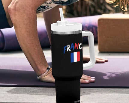 Vintage France Flag French Heritage Graphic Tumbler With Handle