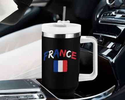 Vintage France Flag French Heritage Graphic Tumbler With Handle
