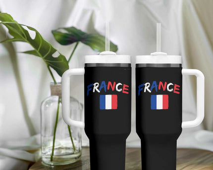 Vintage France Flag French Heritage Graphic Tumbler With Handle