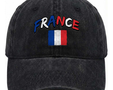 Vintage France Flag French Heritage Graphic Washed Cotton Baseball Cap