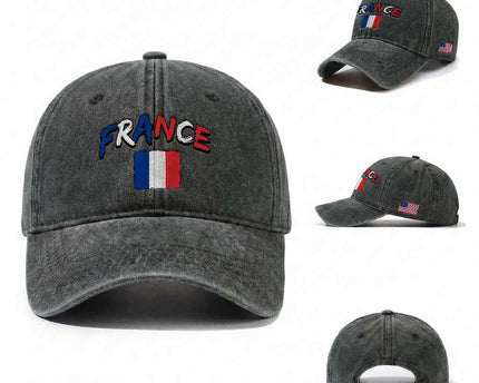 Vintage France Flag French Heritage Graphic Washed Cotton Baseball Cap